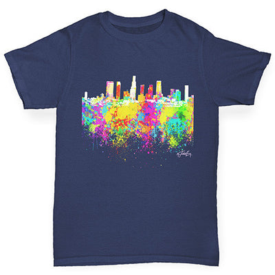Los Angeles Skyline Ink Splats Boy's T-Shirt