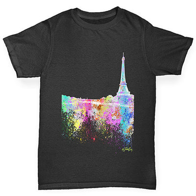Paris Skyline Ink Splats Boy's T-Shirt