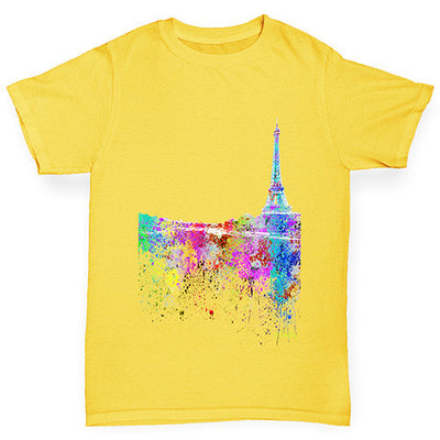 Paris Skyline Ink Splats Boy's T-Shirt
