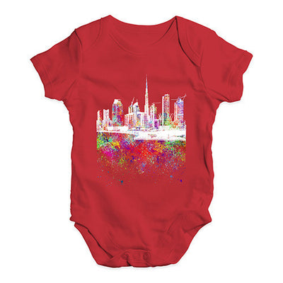 Dubai Skyline Ink Splats Baby Unisex Baby Grow Bodysuit