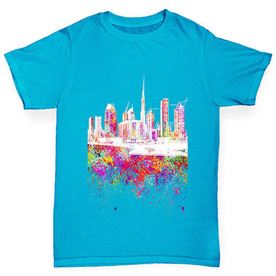 Dubai Skyline Ink Splats Boy's T-Shirt