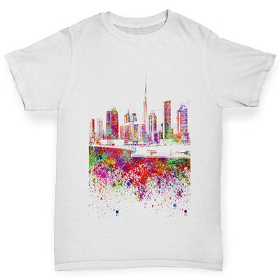 Dubai Skyline Ink Splats Boy's T-Shirt