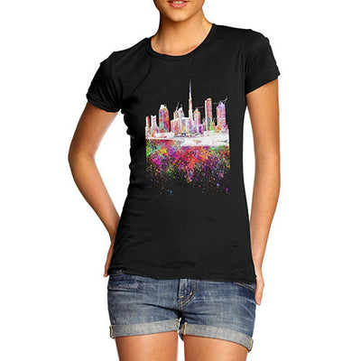 Dubai Skyline Ink Splats Women's T-Shirt