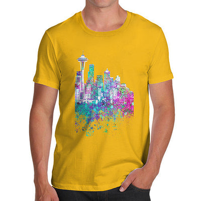 Seattle Skyline Ink Splats Men's T-Shirt