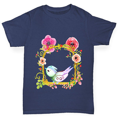 Watercolour Bird Flowers Girl's T-Shirt