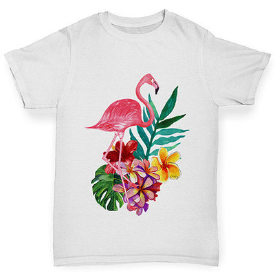 Watercolour Flamingo Flowers  Boy's T-Shirt