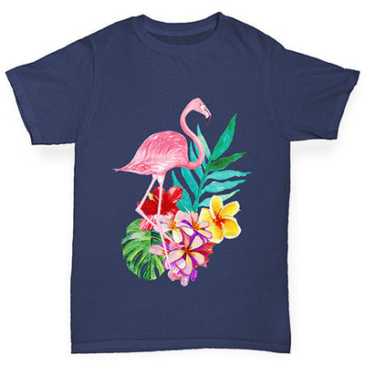 Watercolour Flamingo Flowers  Girl's T-Shirt