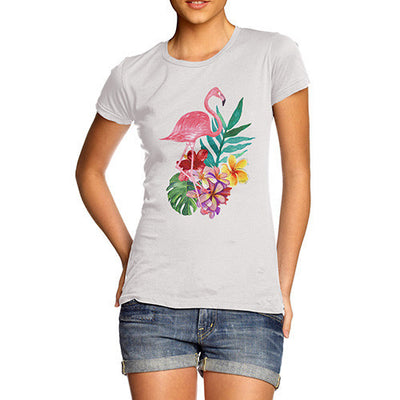 Watercolour Flamingo Flowers  Women's T-Shirt