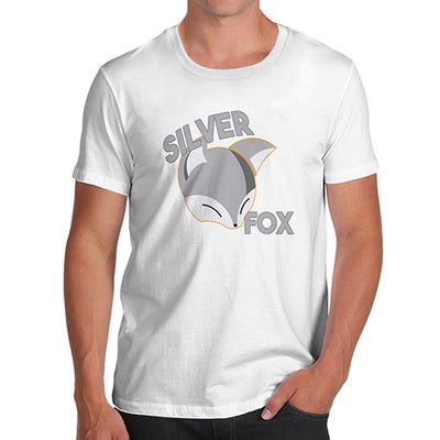 Funny T Shirts Silver Fox Men's T-Shirt Medium White