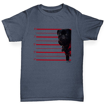 Black Pug Mugshot Boy's T-Shirt