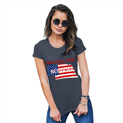 Greetings From Nebraska USA Flag Women's T-Shirt