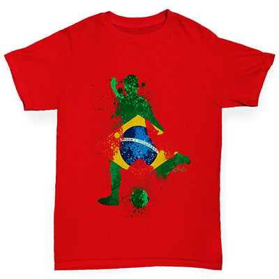 Football Soccer Silhouette Brazil Boy's T-Shirt