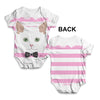 White Cat With Bow Tie Baby Unisex ALL-OVER PRINT Baby Grow Bodysuit