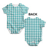 Teal Houndstooth Repeat Pattern Baby Unisex ALL-OVER PRINT Baby Grow Bodysuit
