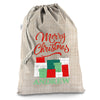 Personalised Christmas Presents Pile Hessian Christmas Santa Sack Gift Bag