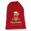 Personalised Merry Xmas Christmas Reindeer Red Christmas Santa Sack Mail Post Bag
