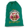 Personalised Christmas Reindeer Green Christmas Santa Sack Mail Post Bag