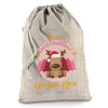 Personalised Christmas Reindeer Hessian Christmas Present Santa Sack Mail Post Bag