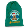 Personalised Merry Christmas Xmas Reindeer Green Christmas Present Santa Sack Mail Post Bag