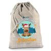 Personalised Merry Christmas Xmas Reindeer Hessian Christmas Present Santa Sack Mail Post Bag