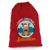 Personalised Merry Christmas Xmas Reindeer Red Christmas Santa Sack Mail Post Bag