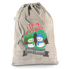 Personalised Snowman Merry Christmas Hessian Christmas Santa Sack Gift Bag