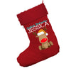 Personalised Fröhliche Weihnachten Reindeer Jumbo Red Deluxe Christmas Stocking With Red Fur Trim