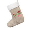 Personalised Joyeux Noël Hessian Deluxe Christmas Stocking With White Fur Trim