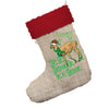 Fa La Llama Christmas Personalised Jumbo Hessian Christmas Stocking Gift Bag With Red Fur Trim