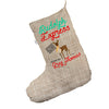 Rudolph Overnight Delivery Personalised Hessian Santa Claus Christmas Stockings