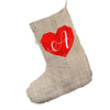 Personalised Monogram Heart Hessian Deluxe Christmas Stocking