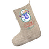Personalised Cute Snowman Hessian Deluxe Christmas Stocking