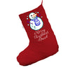 Personalised Cute Snowman Red Christmas Stockings Socks