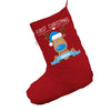 Blue Cute Reindeer First Christmas Red Deluxe Christmas Stocking