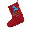 Personalised Prancing Reindeer Red Christmas Stockings Socks