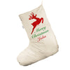 Personalised Prancing Reindeer White Santa Claus Christmas Stockings