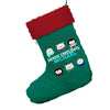 Personalised Cute Christmas Animals Jumbo Green Christmas Stockings Socks With Red Fur Trim
