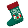 Personalised Christmas Presents Pile Jumbo Green Deluxe Christmas Stocking With Red Fur Trim