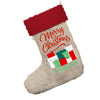 Personalised Christmas Presents Pile Jumbo Hessian Christmas Stockings Socks With Red Fur Trim