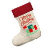 Personalised Christmas Presents Pile White Deluxe Christmas Stocking With Red Fur Trim