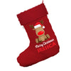 Personalised Merry Christmas Reindeer Jumbo Red Christmas Stocking Gift Bag With Red Fur Trim
