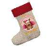 Personalised Merry Christmas Reindeer Jumbo Hessian Deluxe Christmas Stocking With Red Fur Trim