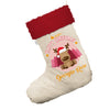 Personalised Merry Christmas Reindeer White Santa Claus Christmas Stockings With Red Fur Trim