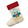 Personalised Merry Christmas Reindeer White Christmas Stockings Socks With Red Fur Trim