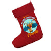 Personalised My First Christmas With Reindeer Jumbo Red Christmas Stockings Socks With Red Fur Trim