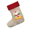 Personalised Merry Christmas From Santa Jumbo Hessian Santa Claus Christmas Stockings With Red Fur Trim