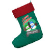 Personalised Snowman Merry Christmas Jumbo Green Christmas Stocking Gift Bag With Red Fur Trim