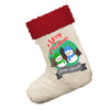 Personalised Snowman Merry Christmas White Christmas Stockings Socks With Red Fur Trim