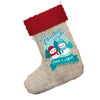 Personalised My First Snowman Christmas Jumbo Hessian Christmas Stockings Socks With Red Fur Trim