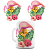 Watercolour Floral Flamingo Ceramic Mug